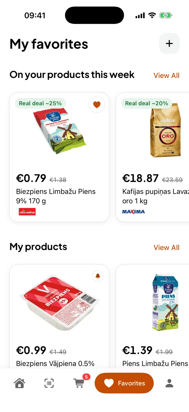 In the app: your products this week, with real deals