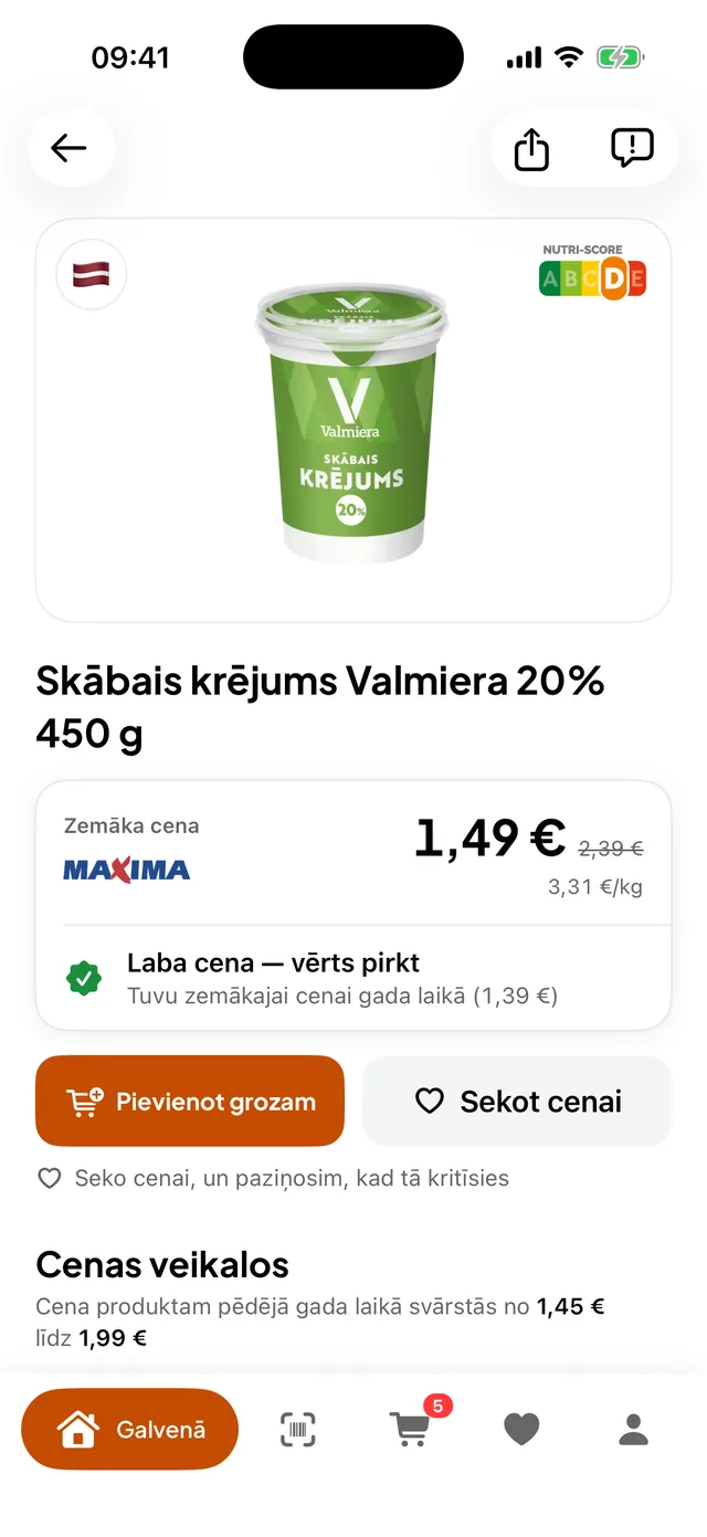 Produkta lapa: zemākā cena veikalos un padoms, vai pirkt tagad