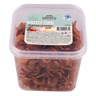 MAIZES ČIPSI DAUGULIS AR ĶIPLOKA UN KRĒJUMA GARŠU 220G