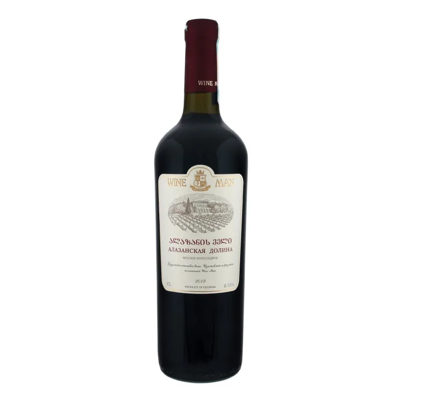 Красное вино Wine Man Alazani Valley, полусладкое, 11,5%, 0,75 л
