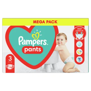 AUTIŅBIKSĪTES-BIKSĪTES PAMPERS PANTS, MEGA PACK, 3. IZMĒRS, 128 GAB.