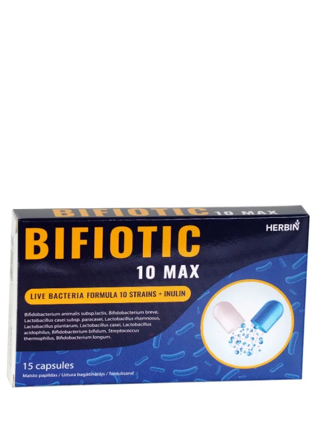 Herbin Bifiotic 10 max dzīvo baktēriju formula, 15 kapsulas