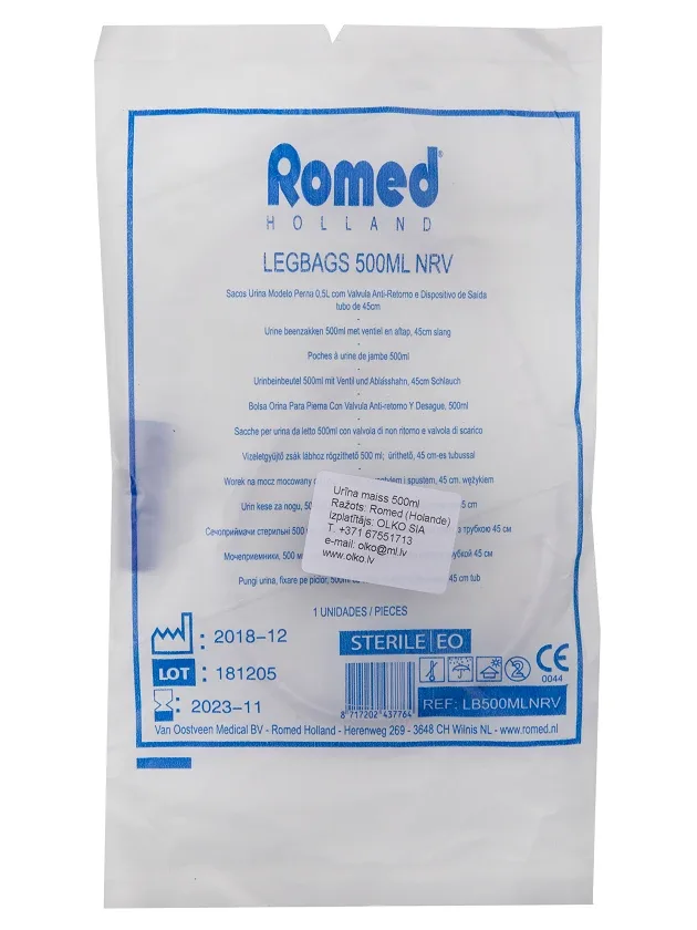 Romed urīna maiss ar izleju 500 ml, 1 gb.