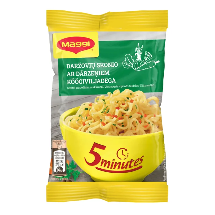 ĀTRI PAGATAVOJAMĀS NŪDELES MAGGI AR DĀRZEŅIEM 59,2G