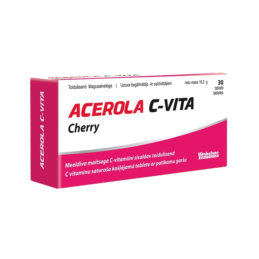 Acerola C-Vita ķiršu, 30 tabletes