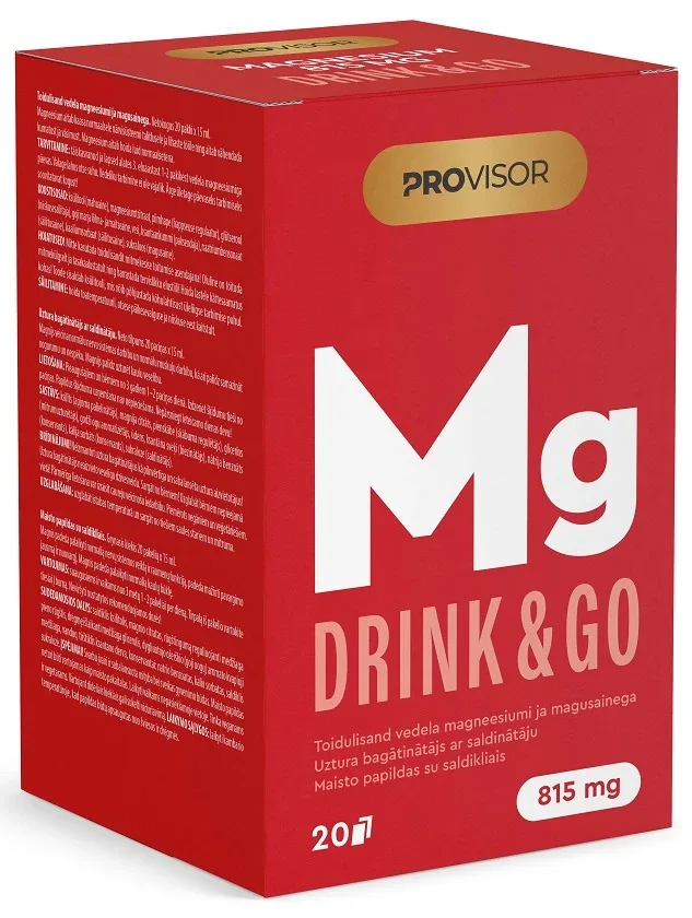 Provisor mg drink&go 250 mg paciņas, 20 gb.
