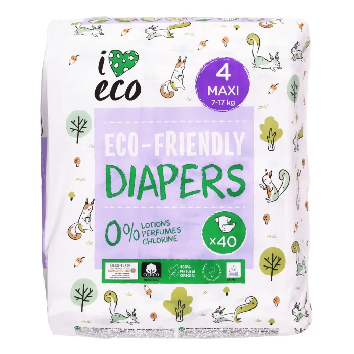 BĒRNU AUTIŅBIKSĪTES I LOVE ECO MAXI S4 7-17KG, 40GAB