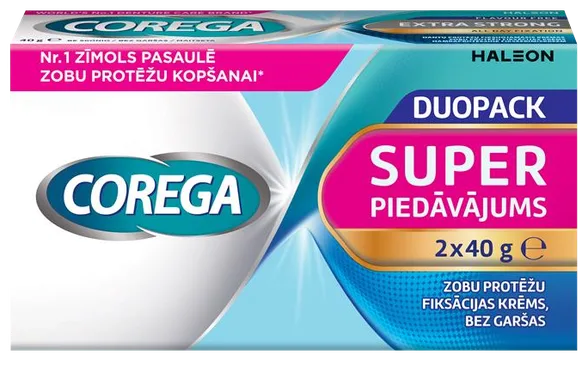 Corega Duo Pack Flavour free (40 g X 2) fiksācijas krēms zobu protēzēm, 1 gab.
