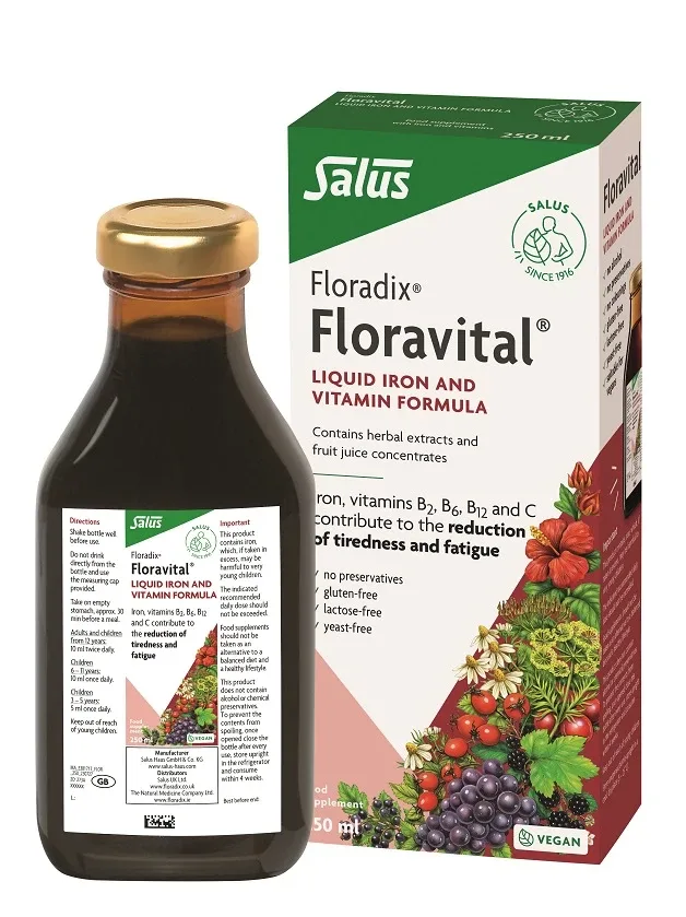 Floradix Dzelzs Floravital bez glutēna, 250 ml