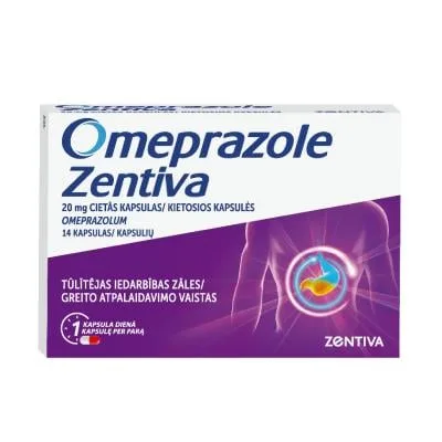Omeprazole Zentiva 20 mg cietās kapsulas N14