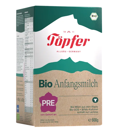 Topfer Pre, zīdaiņu ēdināšanai no dzimšanas līdz 6 mēnešiem, bioloģisks piena maisījums, 600 g