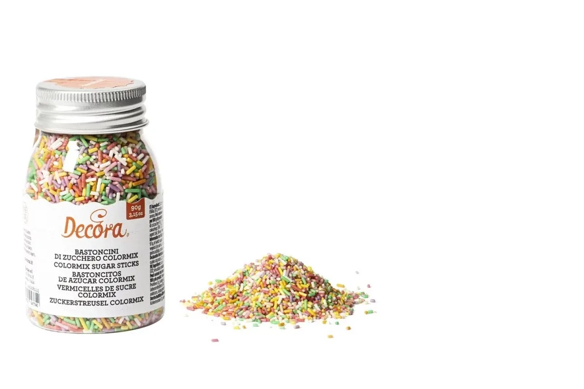 PĀRTIKAS CUKURA NŪJIŅAS DECORA, KRĀSAINAS, 90G
