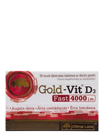 Olimp Labs Gold - Vit D3 4000IU mutē šķīstošas tabletes ar ābolu garšu, 30 tabletes