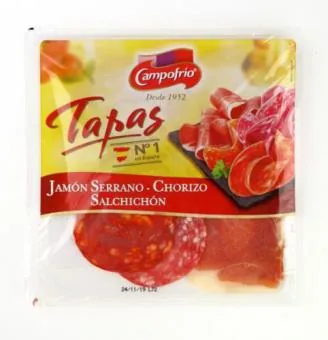 ŽĀVĒTS ŠĶIŅĶIS JAMON SERRANO UN CHORIZO, TAPAS MIXED , ŠĶĒLĒS, I R., 120G