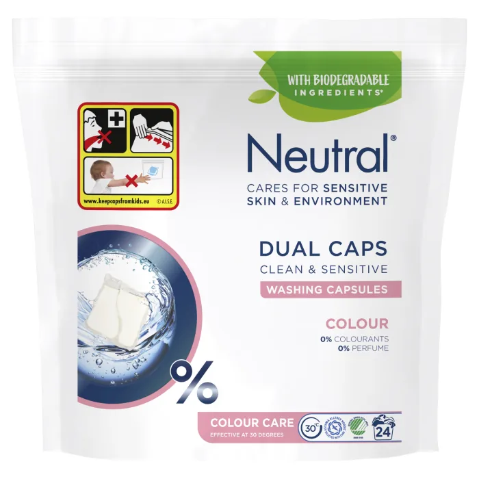 VEĻAS MAZGĀŠANAS KAPSULAS NEUTRAL DUO COLOR WASH KRĀSAINAI VEĻAI 24GAB.