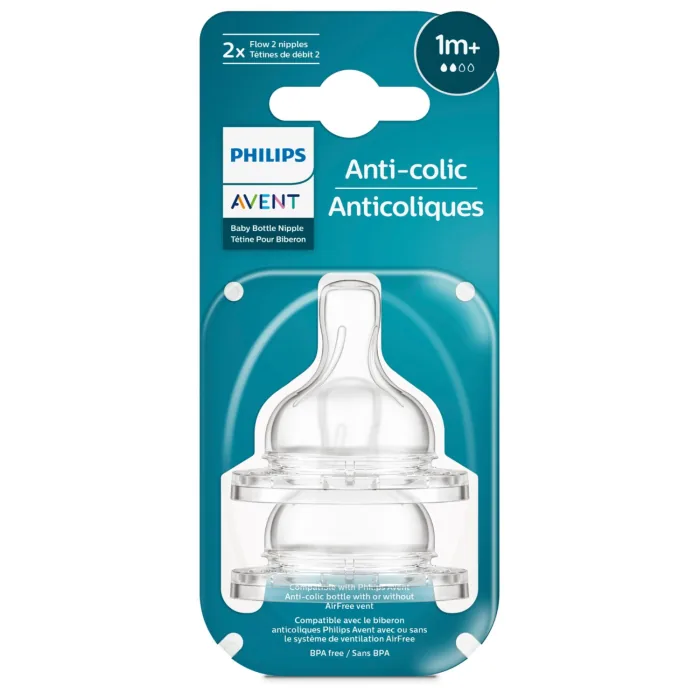 BAROŠANAS PUDEĻU KNUPĪŠI PHILIPS AVENT PRETKOLIKU, SILIKONA 1M+ 2GAB.