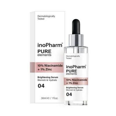 Inopharm Pure Elements 10% niacinamide + 1% zinc izgaismojošs serums 30 ml