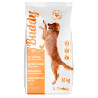 BARĪBA SAUSĀ SUŅIEM BUDDY AR MĀJPUTNU GAĻU 10KG