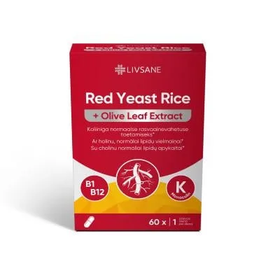 Livsane Red Yeast Rice + olive leaf extract kapsulas N60