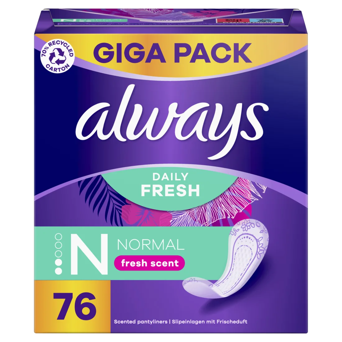 IKDIENAS IELIKTNĪŠI ALWAYS NORMAL, FRESH SCENT, 76 GAB.