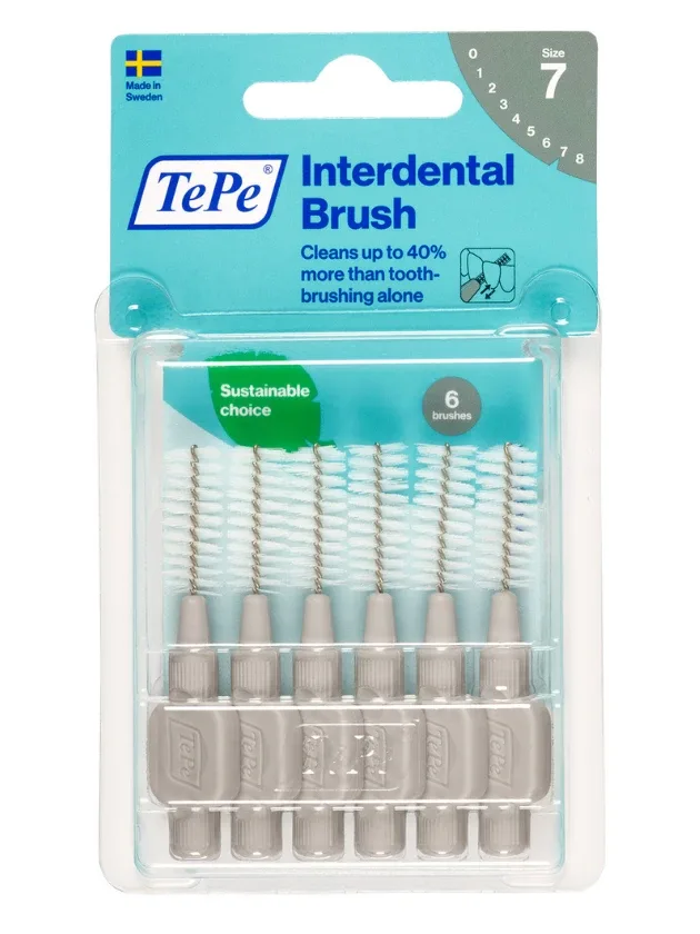 Tepe Interdental Brush starpzobu birstītes 1,3 mm, pelēka, 6 gab.
