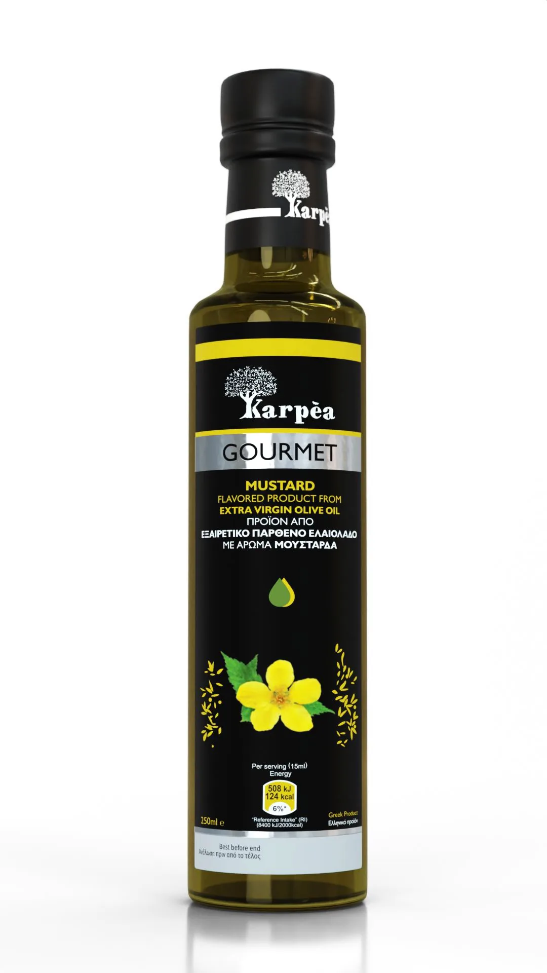 NEAPSTRĀDĀTA AUGSTĀKĀ LABUMA OLĪVEĻĻA KARPEA GOURMET AR SINEPJU GARŠU, 250ML