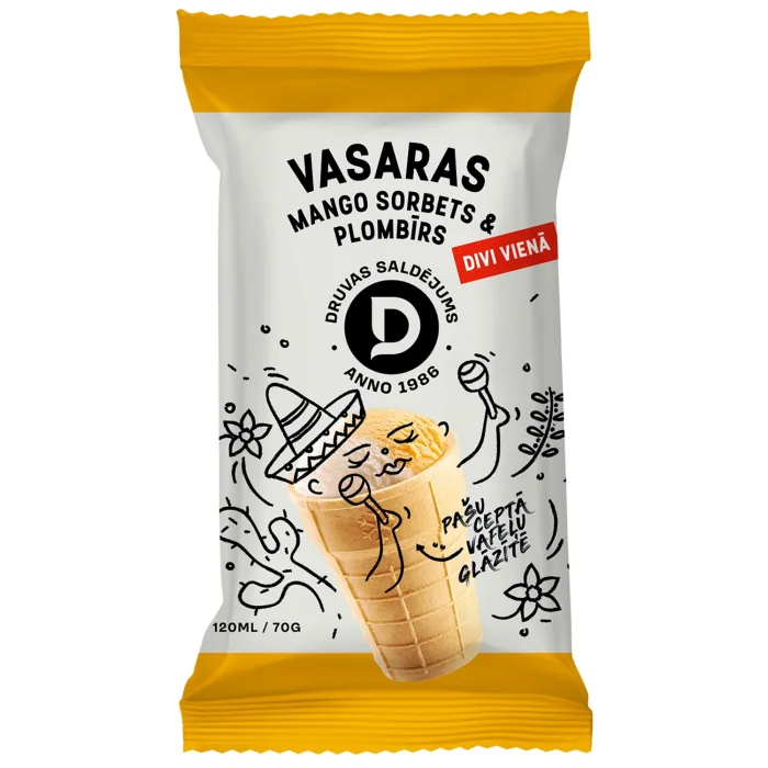 SALDĒJUMS DRUVA PLOMBĪRA, MANGO SORBERTS 70G