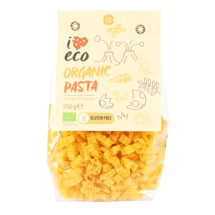KUKURŪZAS UN RĪSU PASTA I LOVE ECO DINOSAURS BEZ GLUTĒNA 250G