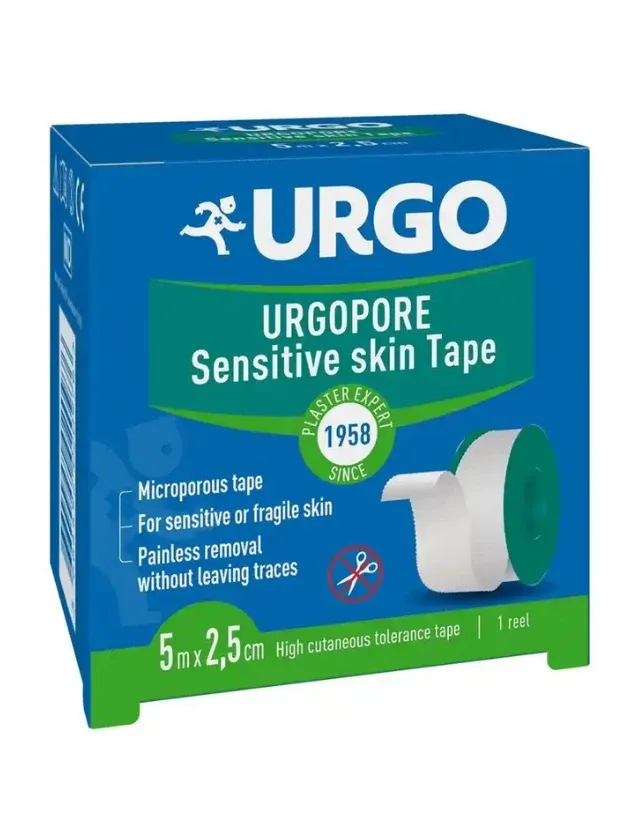 Urgopore plāksteris rullī, neausts, elastīgs, balts, 5 m X 2,5 cm