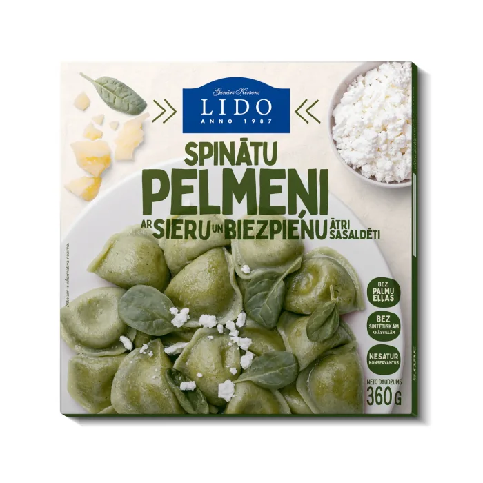 PELMEŅI LIDO SPINĀTU AR BIEZPIENU UN SIERU 360G