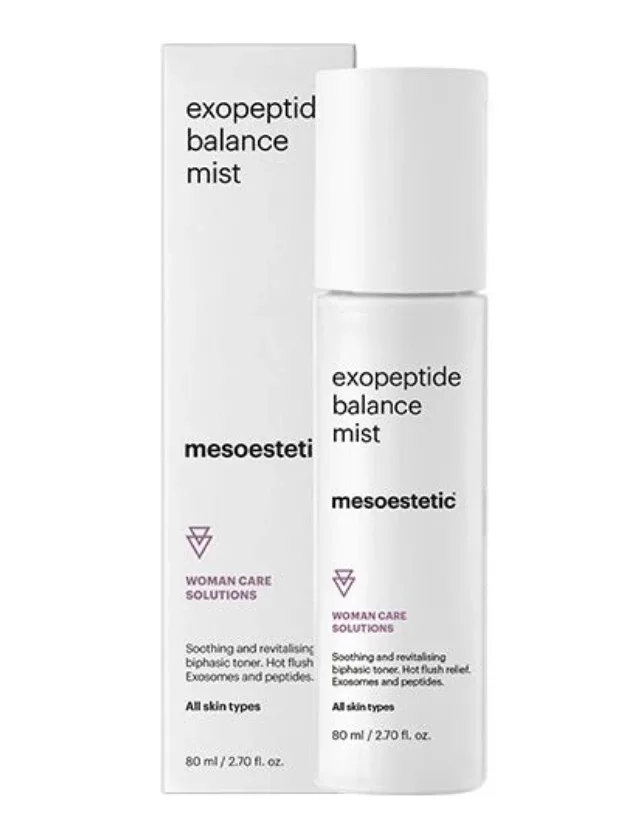 Mesoestetic Exopeptide Balance Mist - nomierinošs un revitalizējošs divfāžu sejas sprejs, 80 ml