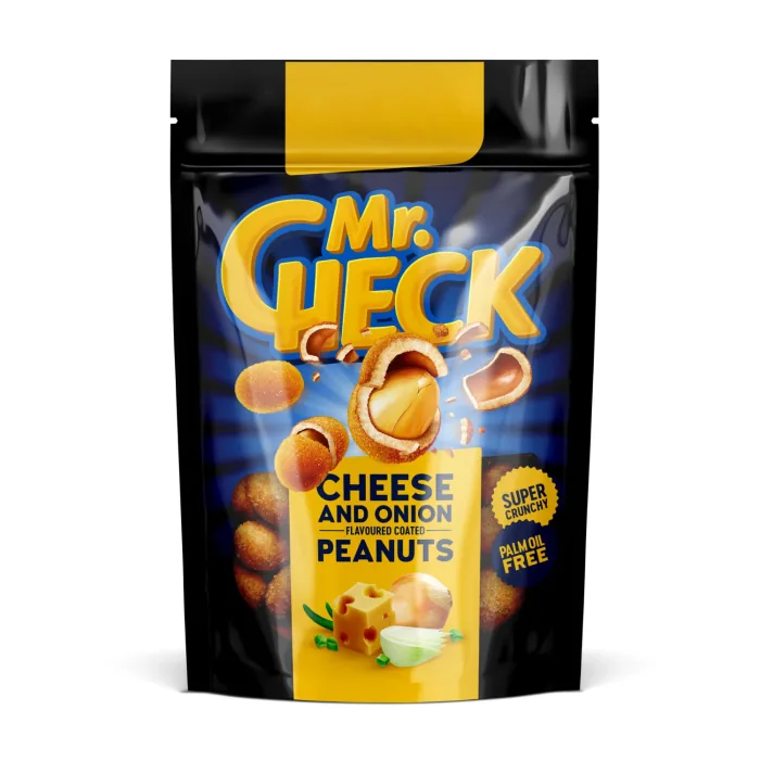 ZEMESRIEKSTI KRAUKŠĶĪGĀ APVALKĀ MR. CHECK AR SIERU UN SĪPOLIEM 150G