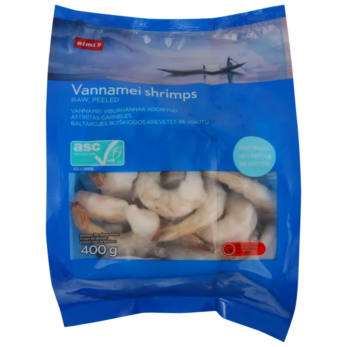 GARNELES RIMI NEVĀRĪTAS, ATTĪRĪTAS SALDĒTAS 31/40 ASC 500G/400G