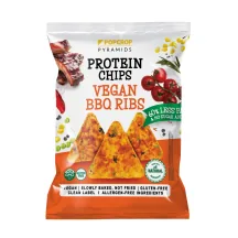 PROTEĪNA ČIPSI POPCROP AR BBQ RIBIŅU GARŠU, VEGĀNISKS 60G