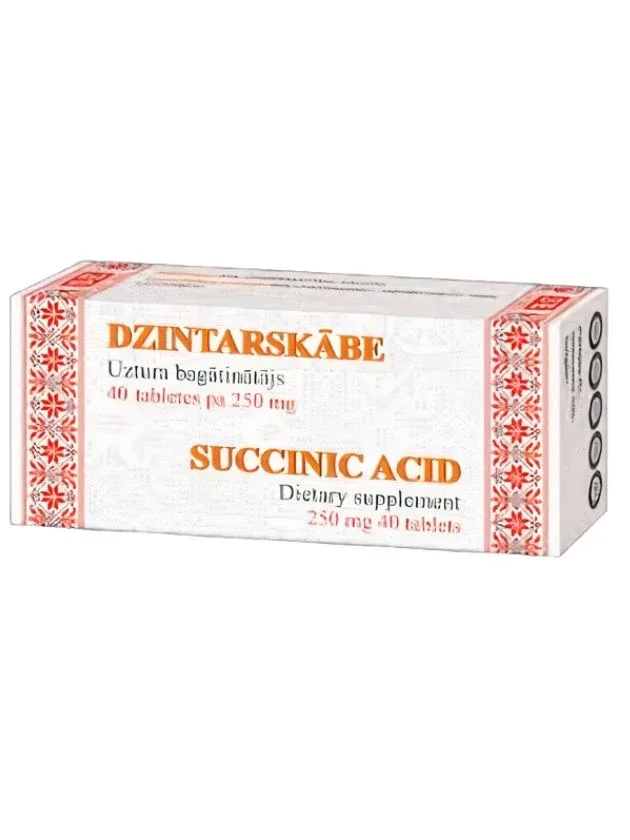 Dzintarskābe 250 mg, 40 tabletes