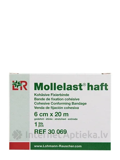 Mollelast haft saite 6 cm X 20 m, pašlīpoša, balta, 1 gb.