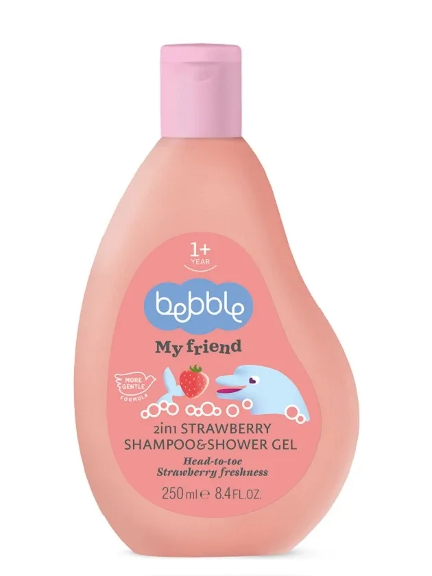 Bebble my friend 2IN1 dušas želeja un šampūns bērniem, zemeņu-1+, 250 ml