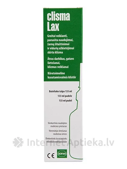 Clisma lax taisnās zarnas fosfāta sāls klizma, 133 ml