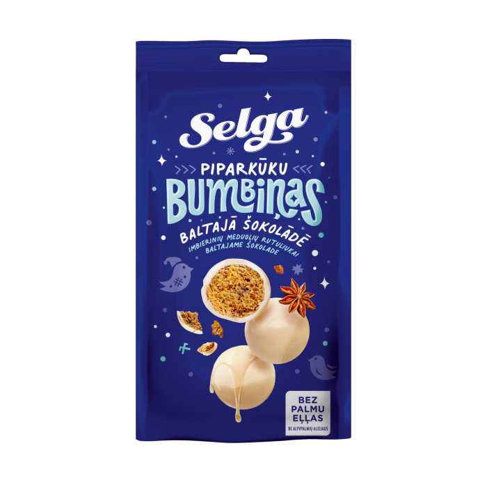 PIPARKŪKU BUMBIŅAS BALTAJĀ ŠOKOLĀDĒ 150G