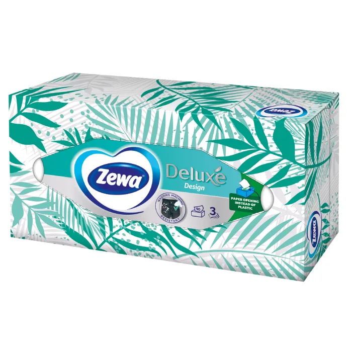 KOSMĒTISKĀS SALVETES ZEWA DELUXE,3SL, 90GAB.