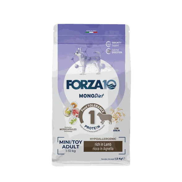 FORZA10 Monodiet Mini/toy adult ar jēru, suņiem sausā barība, 1,5 kg
