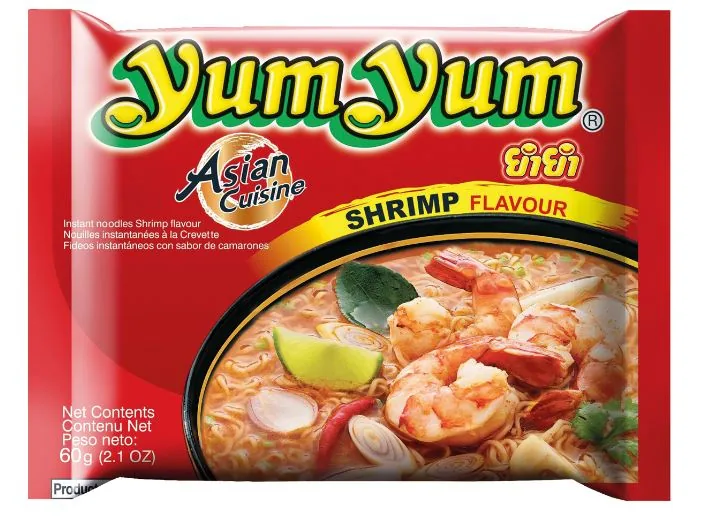 ĀTRI PAGATAVOJAMAS NŪDELES YUM YUM, AR GARNEĻU GARŠU, 60G