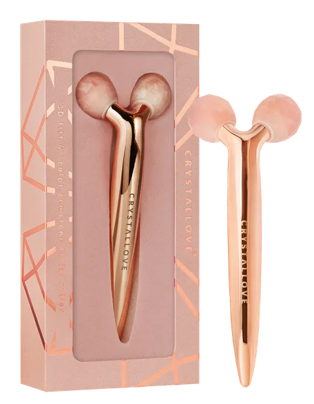 Crystallove Rose Quartz 3D Lift masāžas rullītis, 1 gab.