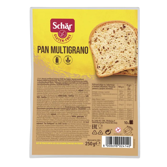 BEZGLUTĒNA MAIZE SCHAR PAN MULTIGRANO SĒKLU 250G