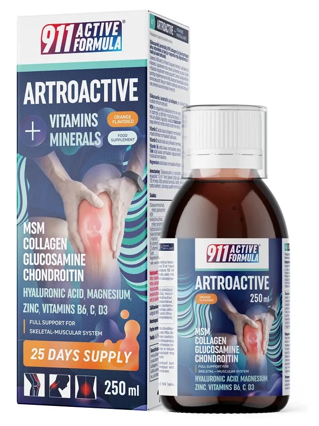 911 Active Formula Artroactive vitamins+minerals šķīdums, 250 ml