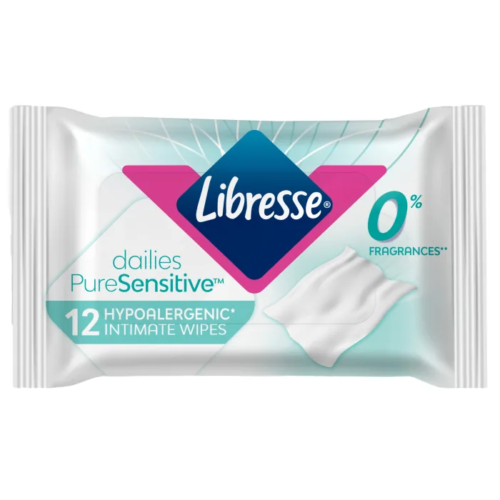 INTĪMĀS HIGIĒNAS SALVETES LIBRESSE PURE SENSITIVE, 12 GAB.