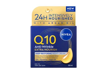 SEJAS KRĒMS NIVEA Q10 ANTI-WRINKLE EXTRA NOURISH NAKTS 50ML