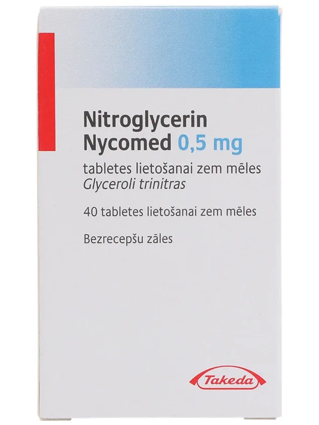 Nitroglicerīns nycomed, 40 tabletes lietošanai zem mēles