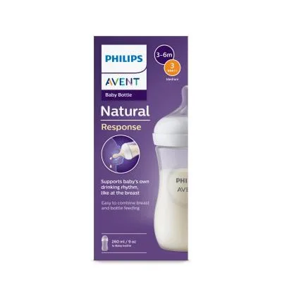 Philips Avent Natural Response zīdaiņu barošanas pudelīte, 3-6 m, 260 ml