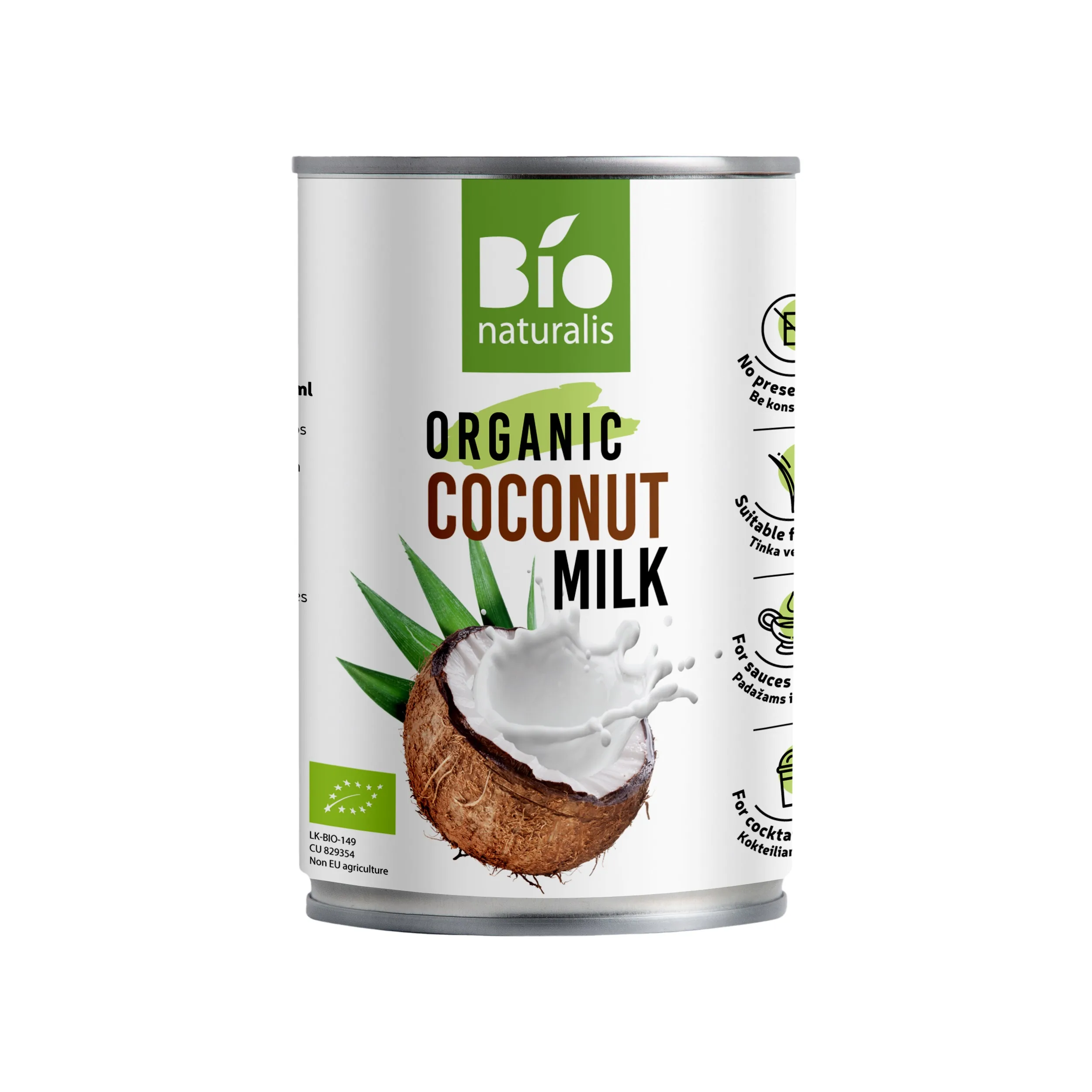 KOKOSRIEKSTU PIENS BIONATURALIS ORGANIC, 17%, 400ML